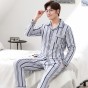 Sujisi 2018 new arrive fashion stripe mens pajamas long sleeve turn-down collar pure cotton sleepwear man casual pyjamas male