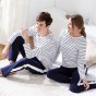 2018 Hot Simple knitted cotton couples pajamas sets men pajama sets Can wear outside stripe men pyjama set Lounge Wear Homewear