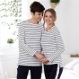 2018 Hot Simple knitted cotton couples pajamas sets men pajama sets Can wear outside stripe men pyjama set Lounge Wear Homewear