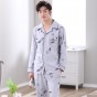 SUJISI winter men pajamas casual comfortable pure cotton printing men pajama sets long sleeve Splicing male sleepwear man pyjama