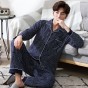 Sujisi 2018mens pajamas Stripe printed turn-down collar long sleeve male sleepwear casual comfortable softness man pyjamas sets