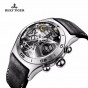 Reef Tiger/RT Fashion Mens Sport Watches Big Tourbillon Skeleton Dial Luminous Watch Year Month Calendar Steel Automatic Watch RGA703