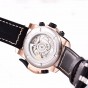 Reef Tiger/RT Mens Sport Watches with Complicated Dial Rose Gold Automatic Military Watch Genuine Leather Band RGA3503