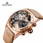 Reef Tiger/RT Luxury Sport Rose Gold Watch For Men Skeleton Luminous Watch Year Month Date Day Automatic Watches RGA703