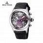 Reef Tiger/RT Men's Sport Watches with Skeleton Dial Date Three Counters Steel Chronograph Quartz Watch RGA792
