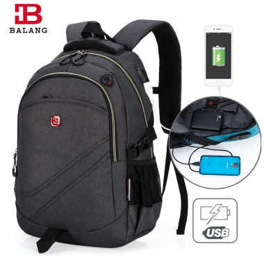 BALANG Men 15.6 inch Laptop Backpack School Business Computer Dayback Women Travel Bag External Charging USB Collage School Bags