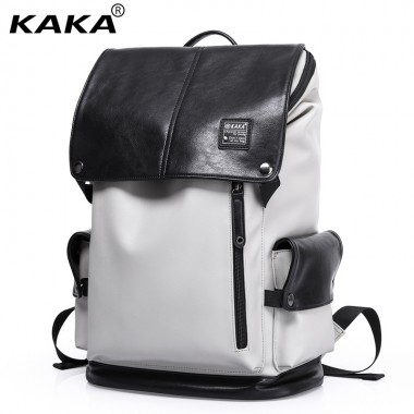 2017 KAKA Brand Design Unisex Men Fashion Travel Backpacks PU Korean Style 15.6