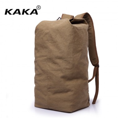 2017 New KAKA Brand Vintage Men Leisure Travel Backpack Portable Canvas Backpack Women Retro Bucket Backpack Big Capacity Black
