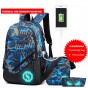 OZUKO Fashion Men's Backpack Luminous Students School Bags  External USB Charge Laptop Backpacks Teenagers Casual Travel Mochila