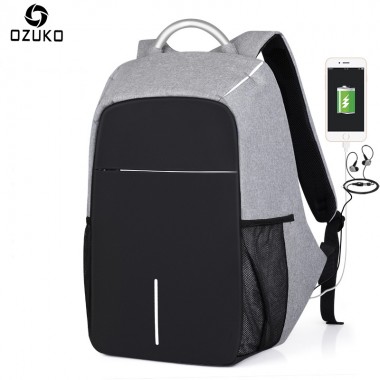 2018 OZUKO New Anti-thief USB Charging 15.6inch Laptop Backpack Women Men Business Backpack Casual Travel Student School Bags