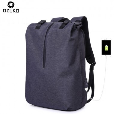 OZUKO Men Casual Backpacks USB Charging 15.6inch Laptop Backpack For Teenager Fashion Student Schoolbag Waterproof Male Mochila