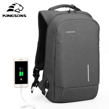 Kingsons KS3149W 13'' 15'' External USB Charging Laptop Backpacks School Backpack Bag Men Women Travel Bags
