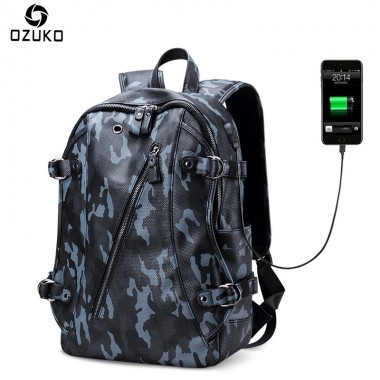 OZUKO New Style High Quality PU Leather Men's Backpacks Fashion Trend Laptop Men Bag Travel Mochila Casual Stuedent School Bags