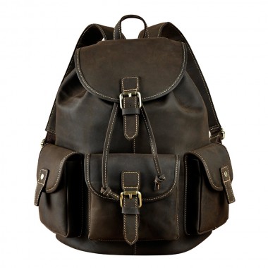 Men Original Leather Fashion Travel University College School Book Bag Designer Male Backpack Daypack Student Laptop Bag 9950