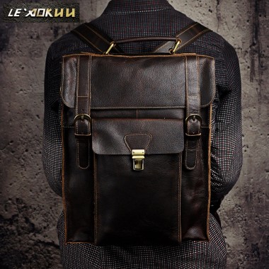 Original leather Designer University Student School Book Bag Male Fashion Knapsack Daypack Backpack Travel Laptop bag 2106