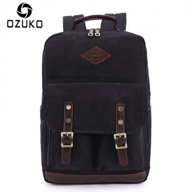 2018 OZUKO Men Canvas Backpack Vintage Fashion Rucksack Large-Capacity Travel Mochila 15 inch Laptop Backpack Srudent School Bag