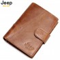 Jeep Brand Genuine Cow Leather Men Wallet Fashion Coin Pocket Trifold Design Men Purse High Quality Women Card ID Holder 8230