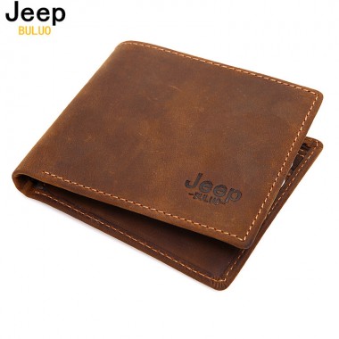 JEEP BULUO Luxury Brand Cow Genuine Leather Men Wallets 100% Top Quality Short Male Purse Carteira Masculina Drop shipping W003