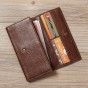 Top Quality Hot Sale Cattle Male Organizal Vintage Trifold Genuine leather Long Card Coin Holder Checkbook Wallet Purse 1-17