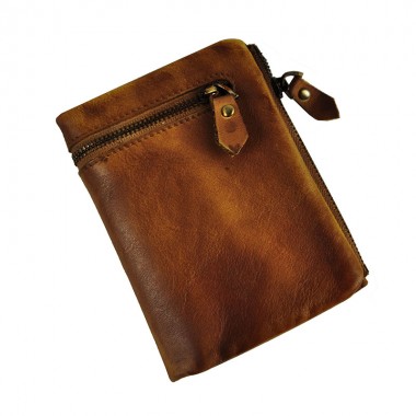 Top Quality Cattle Men male design vintage Brown Genuine leather Vertical Hipster Card Wallet Purse With Snap ck007-2