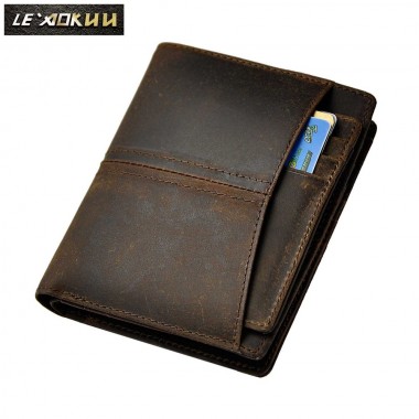Cattle Men Brand Original leather Short Business Card Case Holder Male Designer Fashion Zipper Vertical Wallet Purse Hipster