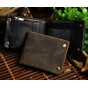 Men Original leather Horizontal Retro Designer Business Credit Card Case Holder Male Fashion Zipper Wallet Purse With Snap 1003