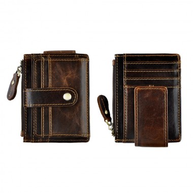 Cattle male Real leather Credit Card Case Bill Holder Magnet Money Clip Slim Handy Wallet Mini Front Pocket Purse For Men 1024c