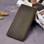 Cheap Top Quality Cattle Male Organizal Long Bifold Genuine leather Card Holder Case Large Checkbook Wallet Purse 1057