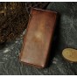 Top Quality Cattle Male Vintage Bifold Genuine leather Snap Zipper Organizer Checkbook Wallet Purse ck004-1