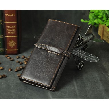 Quality Hot Sale Cattle Male Fashion Long Bifold Real Genuine leather Card Coin Holder Checkbook Zipper Wallet Purse