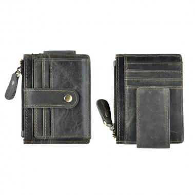 Cattle male Real leather Credit Card Case Bill Holder Magnet Money Clip Slim Handy Wallet Mini Front Pocket Purse For Men 1024g
