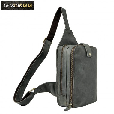 Quality Men Crazy Horse Leather Fashion Casual Waist Pack Chest Sling Bag Design One Shoulder Crossbody Bag For Male 6216g