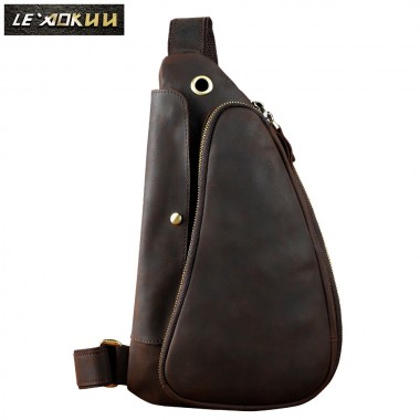 Quality Men Crazy Horse Leather Casual Fashion Waist Pack Chest Sling Bag Design One Shoulder Crossbody Bag For Male 9976d