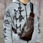 Men Wax Oil Leather Casual Fashion Waist Pack Chest Bag Design Sling Bag One Shoulder Bag Crossbody Bag For Male 192