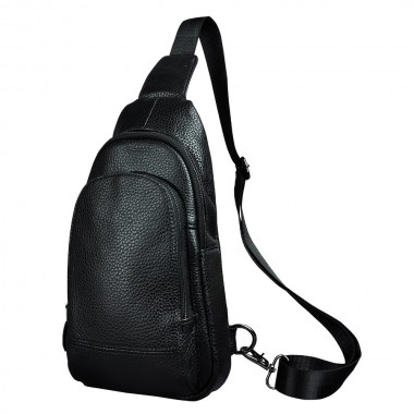 Men Real Leather Casual Waist Pack Chest Bag Sling Bag One Shoulder Bag Crossbody Bag Daypack For Male 8011