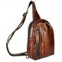 Top Quality Mens Genuine Real Leather Cowhide vintage  Chest Pack Bag Sling Crossbody Bag Daypack 6099