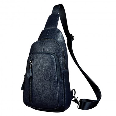 Men Real Leather Casual Fashion Waist Pack Chest Bag Sling Bag One Shoulder Bag Crossbody Bag Daypack For Male 8006