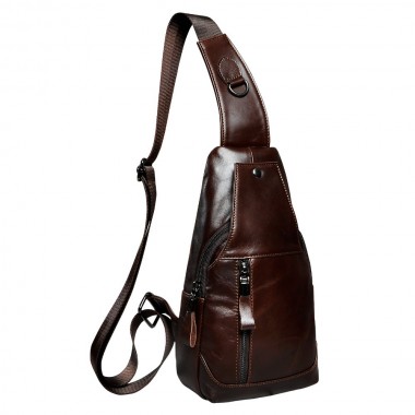 Men Real Leather Casual Fashion Waist Pack Chest Bag Design Sling Bag One Shoulder Bag Crossbody For Male 193