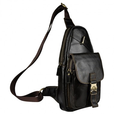 Top Quality Mens Genuine Real Leather Cowhide vintage Waist Chest Pack Bag Sling Crossbody Bag 812-24