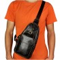 Top Quality Men Real Leather Casual Waist Pack Chest Bag Sling Bag One Shoulder Bag Crossbody Bag Daypack For Male 812-23