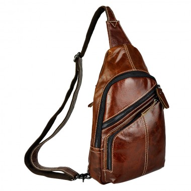 Top Quality Mens Genuine Real Leather Cowhide vintage Wait Chest Pack Bag Sling Crossbody Bag Daypack 0685