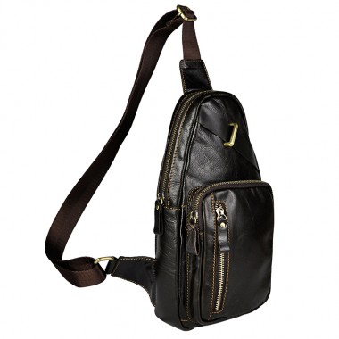 Top Quality Mens Genuine Real Leather Cowhide vintage Waist Chest Pack Bag Sling Crossbody Bag Daypack 812-22