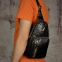Top Quality Mens Genuine Real Leather Cowhide vintage Waist Chest Pack Bag Sling Crossbody Bag Daypack 812-22