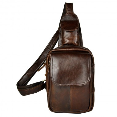 Top Quality Mens Genuine Real Leather Cowhide vintage Wait Chest Pack Bag Sling Crossbody Bag Daypack B246