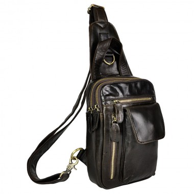 Top Quality Mens Genuine Real Leather Cowhide vintage Waist Chest Pack Bag Sling Crossbody Bag Daypack B574