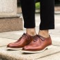 Handmade Men Shoes Brand Casual Shoes Lace-up Retro Breathable Genuine leather Flats Shoes Bullock oxfords Mens Footwear