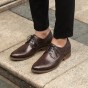 Fashion New coffee Wine red Men Brogue Shoes Lace Up Breathable Leisure Leather Shoes Man Office Dress Shoes Bullock oxfords