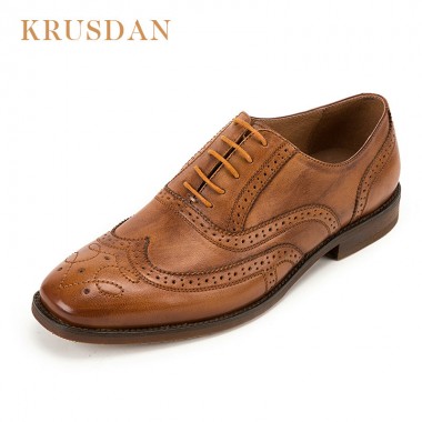 KRUSDAN Brand Fashion Men Derby Shoes,Casual Oxford Shoes For Men,High Quality genuine leather business male shoes Leather shoes