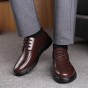 2018 Men's Genuine Leather Summer Shoes Brand Leather for Old Man Summer Cut out Black Dress Shoes