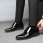 2018 Men's Patent Leather Shoes 5.5CM High Black Man Dress Shoes 37-43 Genutal Man Business Shoes